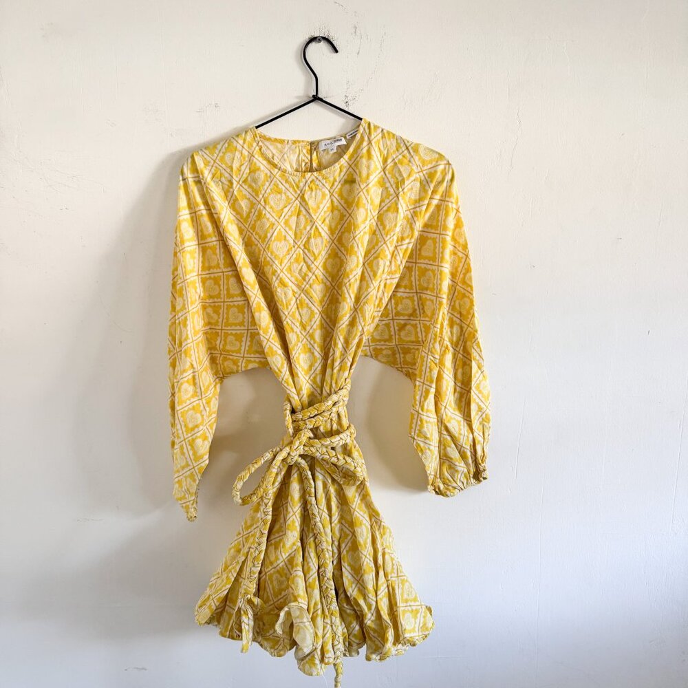 Rhode Love Lockdown Yellow Belted Ella Dress XS - Picture 2 of 6
